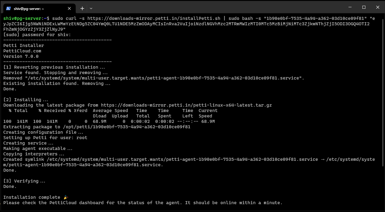 Petti - Linux Agent Installed