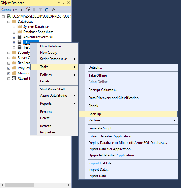 SSMS - Backup Task